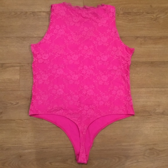 NWOT Hot Pink Lace Tank Top Bodysuit Plus Size XXL - Picture 6 of 6